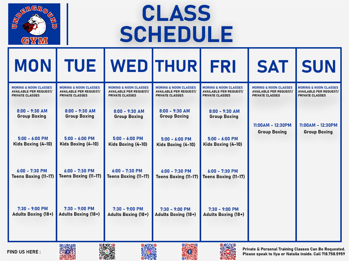 underground boxing gym brooklyn ny schedule